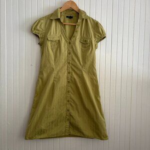 BCX Cap Sleeve Green Button Down Dress